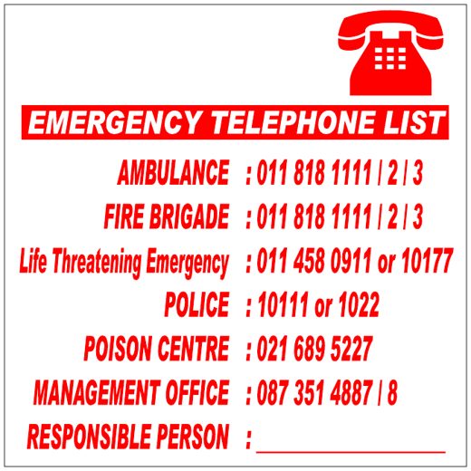 Emergency Phone List