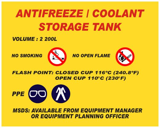 Antifreeze / Coolant Storage Tank